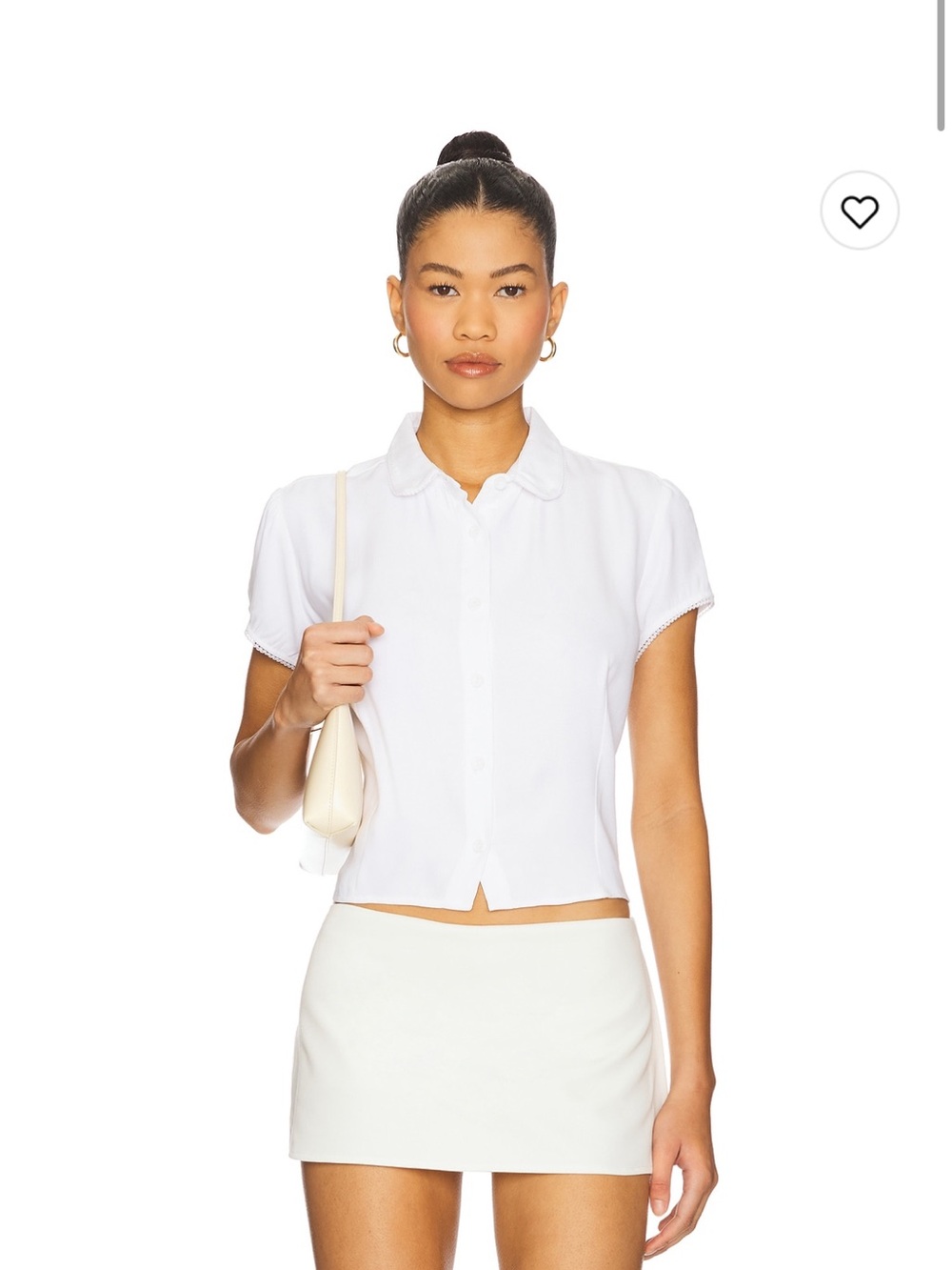 Bella Venice White Short-Sleeve Button Front Top